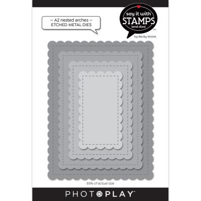 PhotoPlay Say It With Stamps Die Set - Nested Stitched Scallops